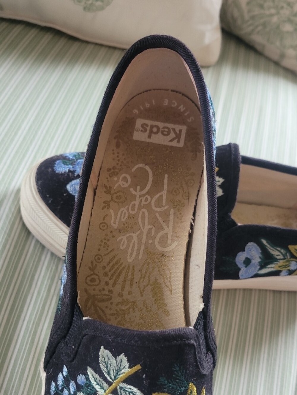Keds Navy Embroidered Floral Slip-On Mules - Picture 2 of 6